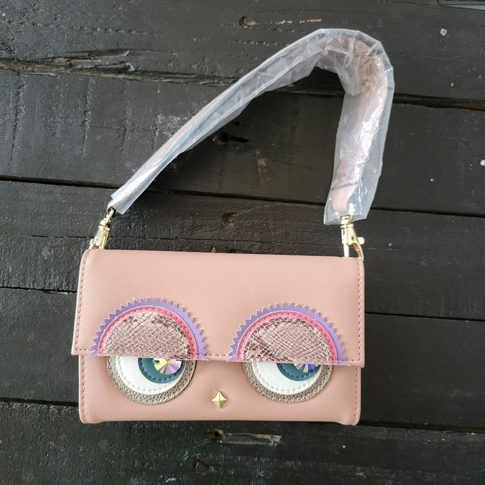 Starry Fem NWT iPhone XS Phone Case Wallet Wristlet Pink Purple Gem Eyes Snake